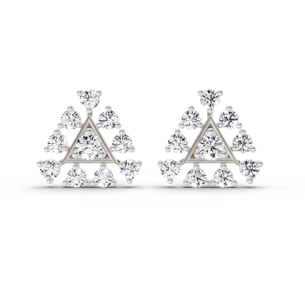 0.91 Ct Round Triangle Stud Earrings | 14K Rose Gold  FG VS Quality Diamonds
