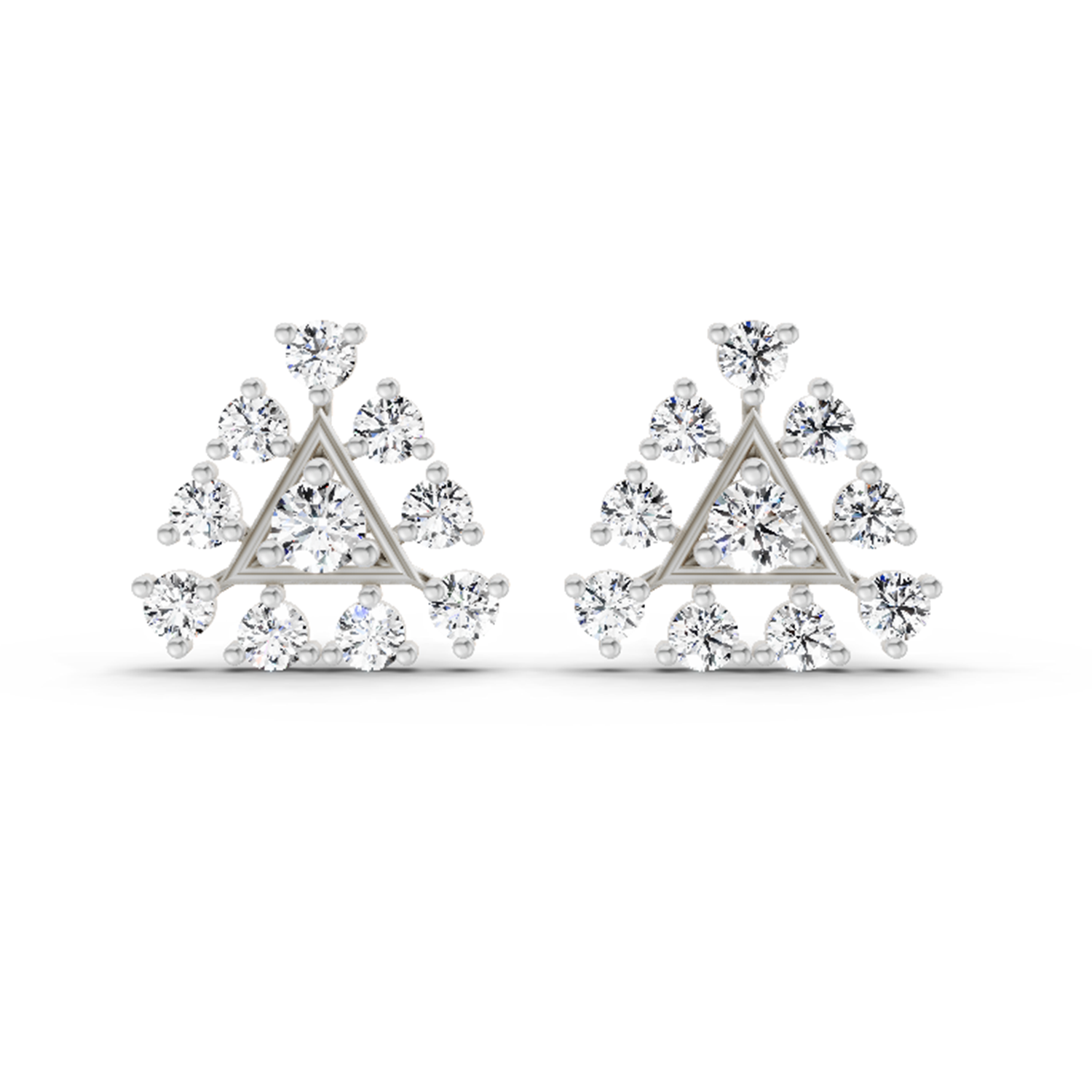 0.91 Ct Round Triangle Stud Earrings | 14K Rose Gold  FG VS Quality Diamonds
