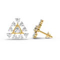 0.91 Ct Round Triangle Stud Earrings | 14K Yellow Gold  FG VS Quality Diamonds