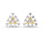 0.91 Ct Round Triangle Stud Earrings | 14K Rose Gold  FG VS Quality Diamonds