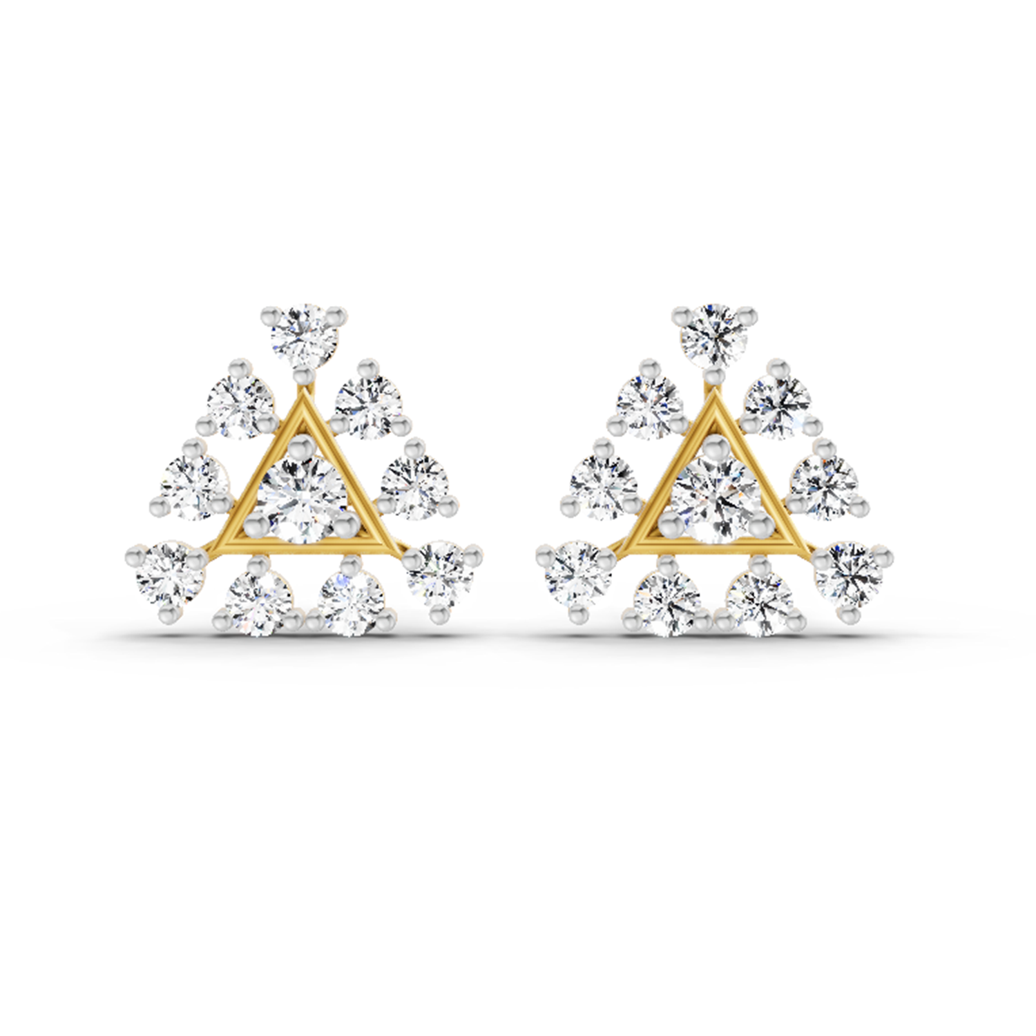 0.91 Ct Round Triangle Stud Earrings | 14K Rose Gold  FG VS Quality Diamonds