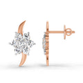 0.97 Ct Round Flower Stud Earrings |  14K Rose Gold