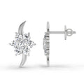 0.97 Ct Round Flower Stud Earrings |  14K White Gold