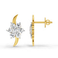 0.97 Ct Round Flower Stud Earrings |  14K Yellow Gold