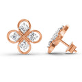 0.85 Ct Round Clover Stud Earrings | 14K Rose Gold  FG VS Quality Diamonds