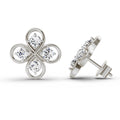 0.85 Ct Round Clover Stud Earrings | 14K White Gold  FG VS Quality Diamonds