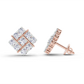 0.97 Ct Square Cluster Stud Earrings | 14K Rose Gold
