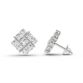0.97 Ct Square Cluster Stud Earrings | 14K White Gold