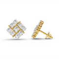 0.97 Ct Square Cluster Stud Earrings | 14K Yellow Gold