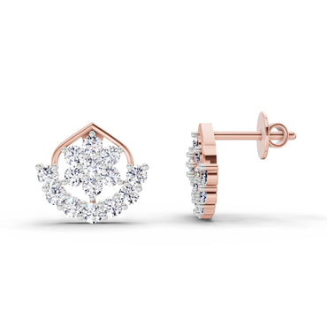 0.98 Ct Round Stud Earrings |  14K Rose Gold