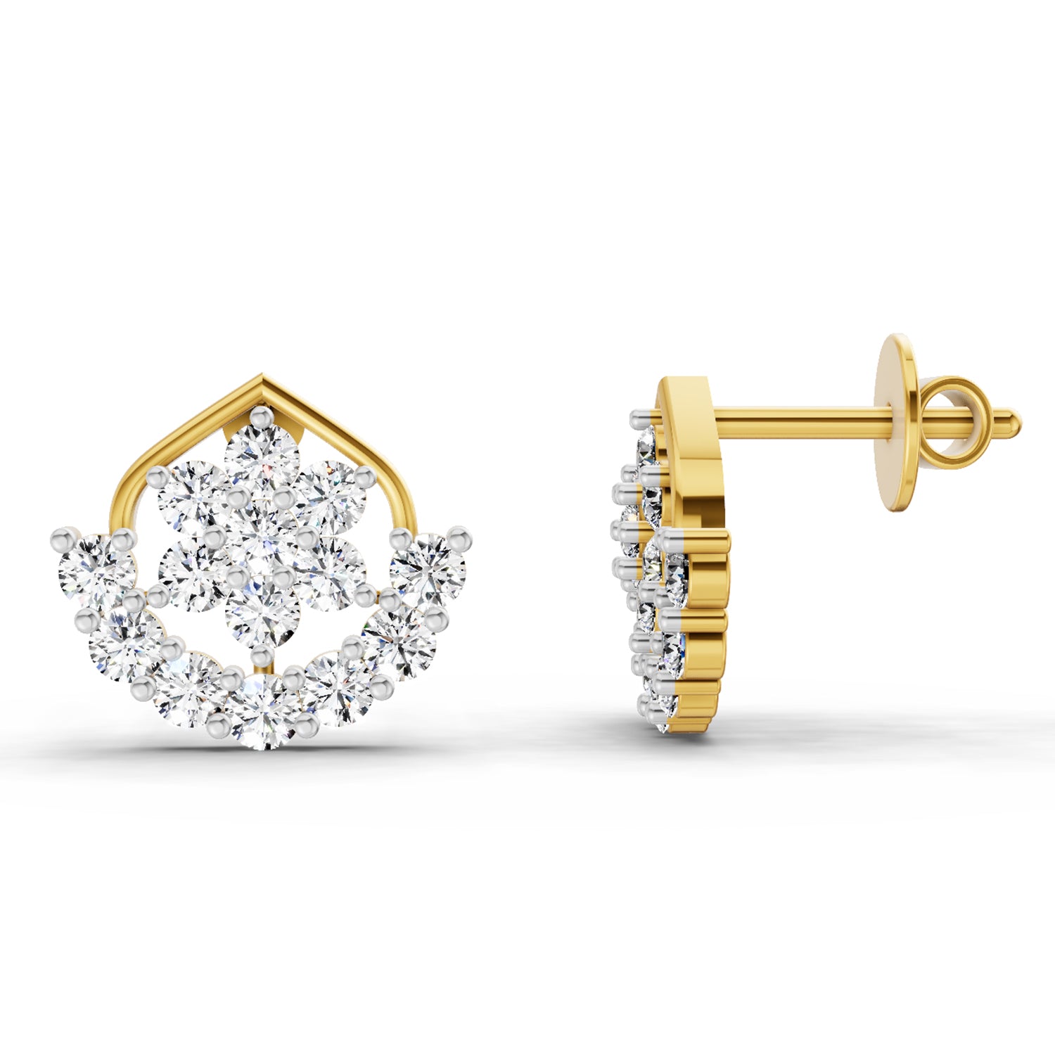 0.98 Ct Round Stud Earrings |  14K Yellow  Gold
