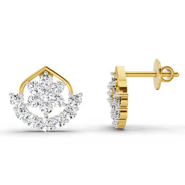 0.98 Ct Round Stud Earrings |  14K Yellow  Gold