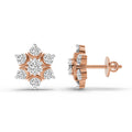 0.92 Ct Round Flower Stud Earrings |  14K Rose Gold