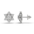 0.92 Ct Round Flower Stud Earrings |  14K White Gold