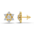 0.92 Ct Round Flower Stud Earrings |  14K Yellow Gold