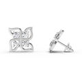 1 Ct Quatrefoil Stud Earrings | 14K White Gold  FG VS Quality Diamonds
