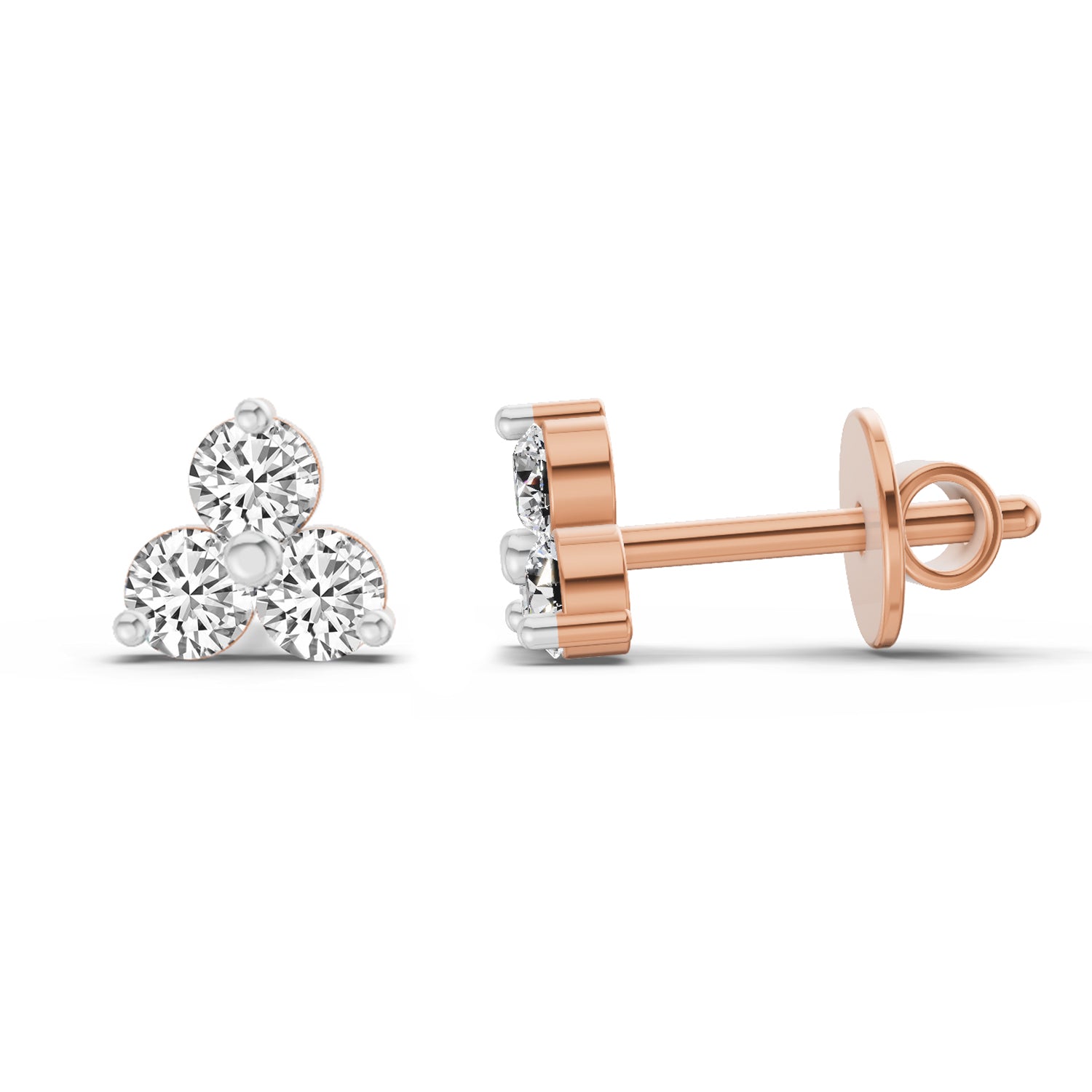 0.35 Ct Round Stud Earrings |  14K Rose Gold