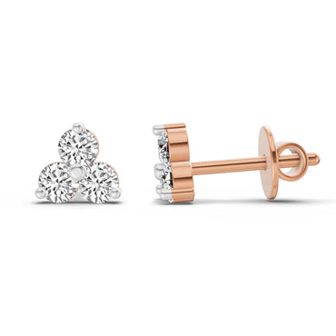 0.35 Ct Round Stud Earrings |  14K Rose Gold