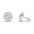 0.95 Ct Round Cluster Stud Earrings | 14K White Gold  FG VS Quality Diamonds