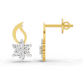 0.49 Ct Floral Stud Earrings | 14K Yellow Gold