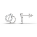 0.35 Ct Interlocking Circle Stud Earrings | 14K White Gold  FG VS Quality Diamonds