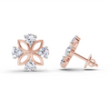 0.84 Ct Floral Stud Earrings | 14K Rose Gold