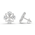 0.84 Ct Floral Stud Earrings | 14K White Gold