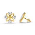 0.84 Ct Floral Stud Earrings | 14K Yellow Gold