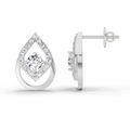 0.70 Ct Pear Halo Stud Earrings | 14K White Gold