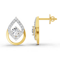 0.70 Ct Pear Halo Stud Earrings | 14K Yellow Gold