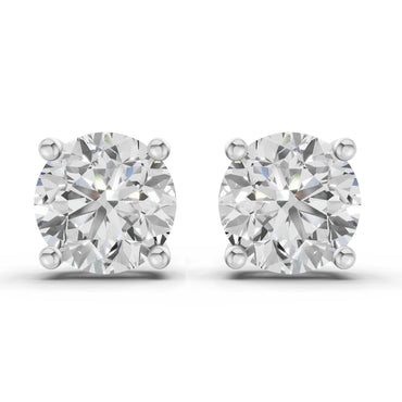 2.54 Ct Round Shape 4 Prong Solitaire Diamond Stud Earrings | 14K Rose Gold