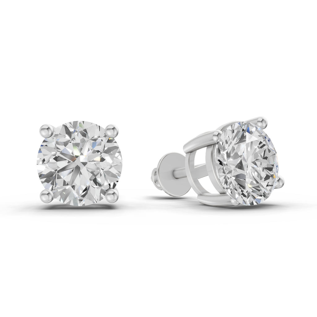 2.54 Ct Round Shape 4 Prong Solitaire Diamond Stud Earrings | 14K Rose Gold