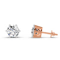 2.39 Ct Round Shape 6 Prong Solitaire Diamond Stud Earrings | 14K Rose Gold