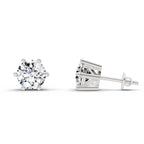 2.39 Ct Round Shape 6 Prong Solitaire Diamond Stud Earrings | 14K Rose Gold