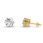 2.39 Ct Round Shape 6 Prong Solitaire Diamond Stud Earrings | 14K Rose Gold