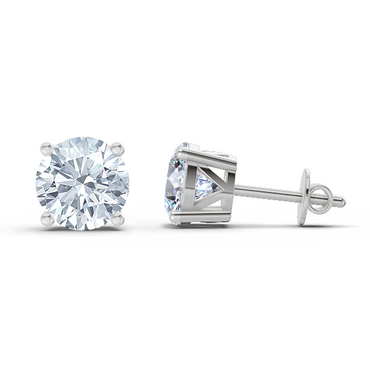 2.28 Ct Solitaire Stud Earrings | 14K White Gold