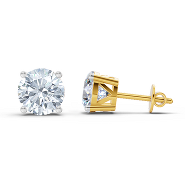 2.28 Ct Solitaire Stud Earrings | 14K Yellow Gold