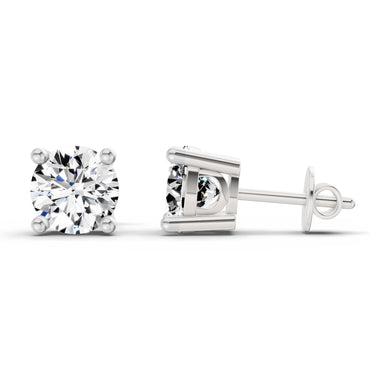 2.39 Ct Round Shape 4 Prong Solitaire Diamond Stud Earrings | 14K White Gold