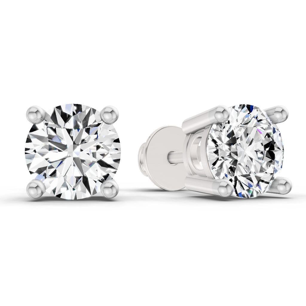 2.39 Ct Round Shape 4 Prong Solitaire Diamond Stud Earrings | 14K Rose Gold