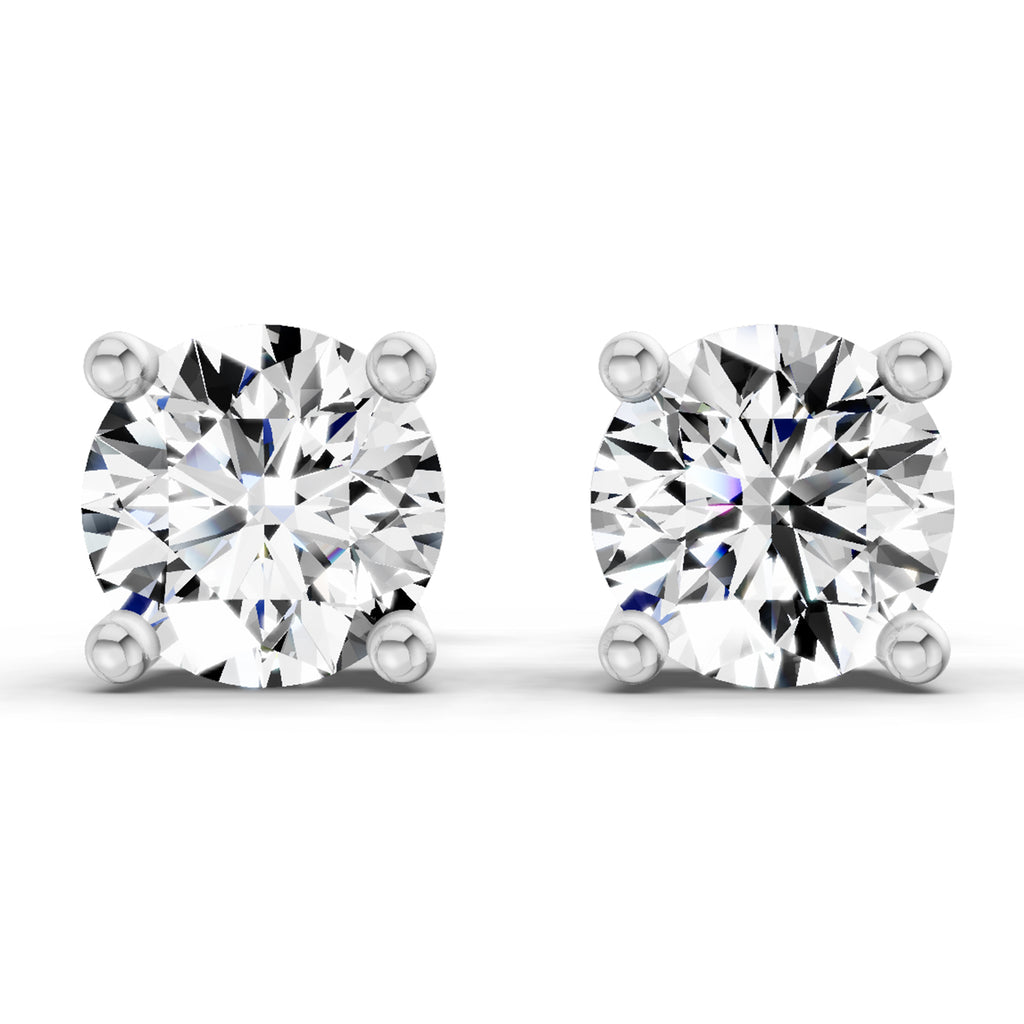 2.39 Ct Round Shape 4 Prong Solitaire Diamond Stud Earrings | 14K Rose Gold
