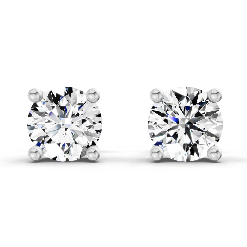 2.46 Ct Round Shape 4 Prong Solitaire Diamond Stud Earrings | 14K Rose Gold