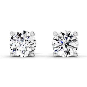 2.46 Ct Round Shape 4 Prong Solitaire Diamond Stud Earrings | 14K Rose Gold