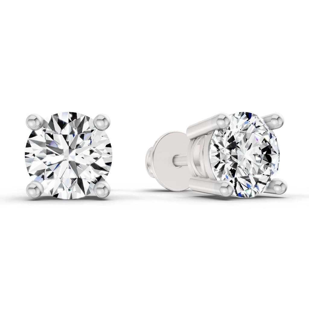 2.46 Ct Round Shape 4 Prong Solitaire Diamond Stud Earrings | 14K Rose Gold