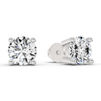 2.46 Ct Round Shape 4 Prong Solitaire Diamond Stud Earrings | 14K Rose Gold