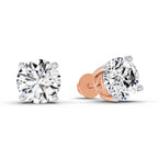 2.28 Ct Round Shape 4 Prong Solitaire Diamond Stud Earrings | 14K Rose Gold