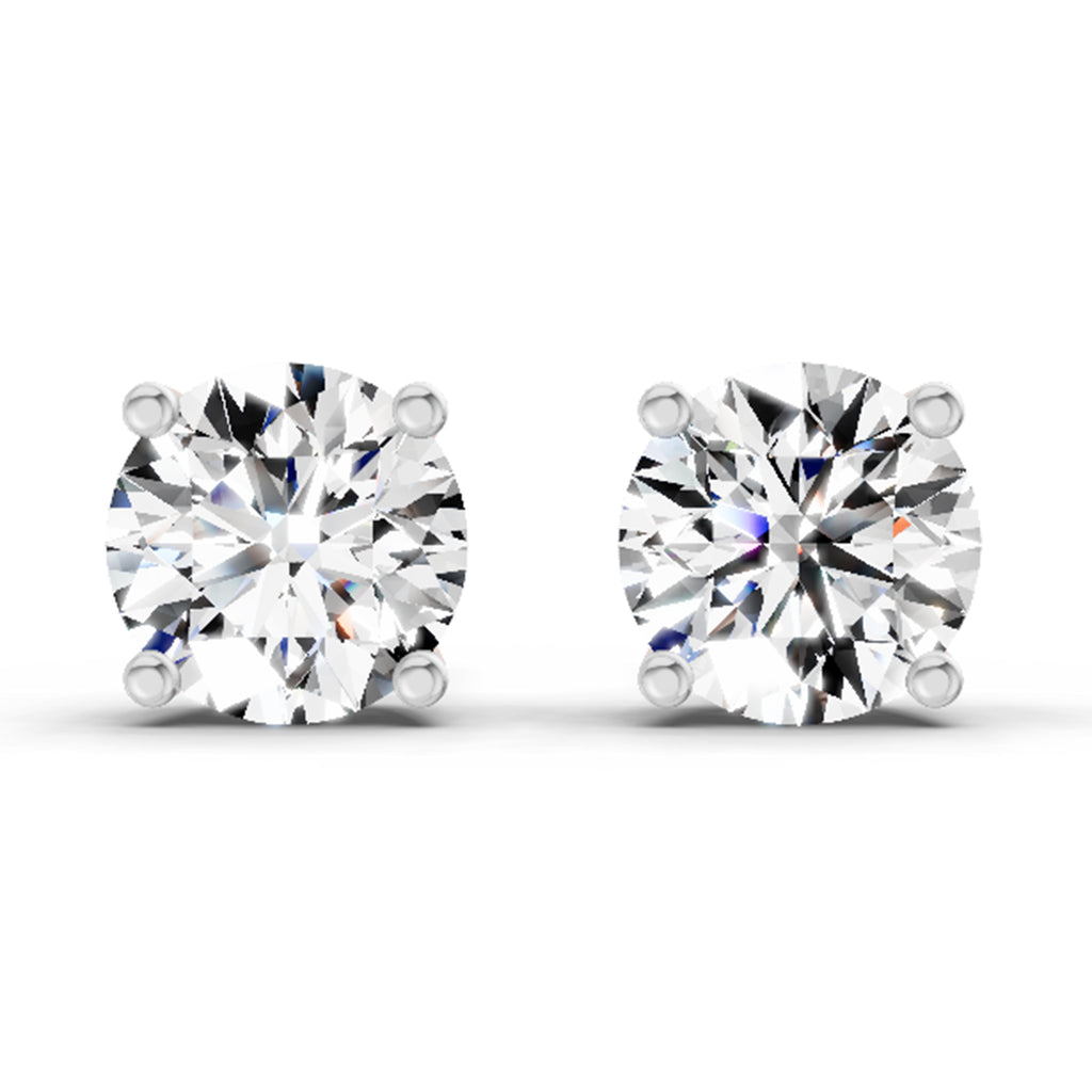 2.28 Ct Round Shape 4 Prong Solitaire Diamond Stud Earrings | 14K Rose Gold