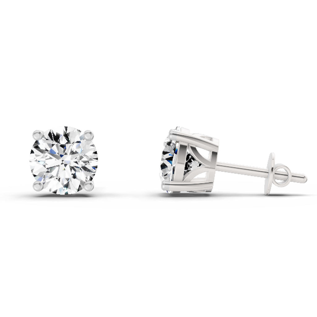 2.28 Ct Round Shape 4 Prong Solitaire Diamond Stud Earrings | 14K Rose Gold