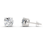 2.28 Ct Round Shape 4 Prong Solitaire Diamond Stud Earrings | 14K Rose Gold