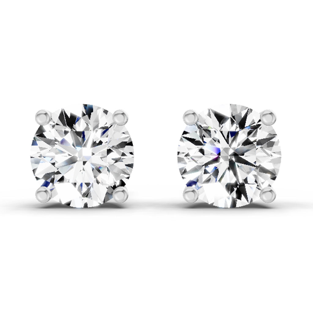 2.28 Ct Round Shape 4 Prong Solitaire Diamond Stud Earrings | 14K Rose Gold