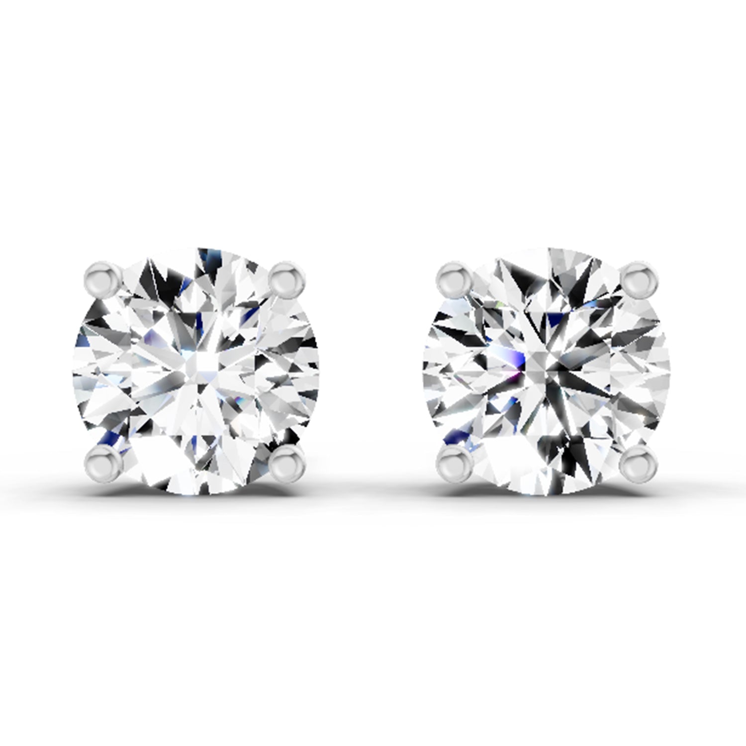 2.28 Ct Round Shape 4 Prong Solitaire Diamond Stud Earrings | 14K Rose Gold